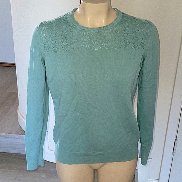 BANANA REPUBLIC Aqua Blue Crew Neck Sweater M‎ Academia Y2K 90's Retro Outdoor - Picture 1 of 6